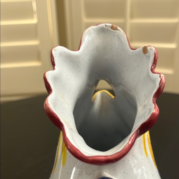 Vintage Signed Deruta Colorful Rooster Ceramic Hand Painted Pitcher from Italy - Picture 5 of 16